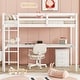 preview thumbnail 1 of 11, Wood Twin Loft Bed with Built-In Desk and Guardrails White