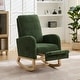 preview thumbnail 12 of 59, Mid-Century Modern Nursery Rocking Armchair Glider Rocker With Retractable Footrest For Living Room Green/Natural leg