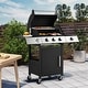 preview thumbnail 1 of 7, 3-Burner Propane Grill with Side Burner, Locking Wheels, 395 Sq. In. Cooking Area, 36,000 BTU Black - Propane Gas