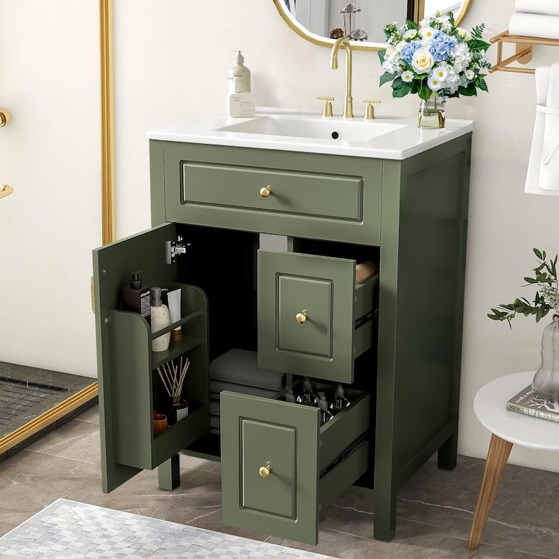 24-Inch Bathroom Vanity with Ceramic Sink