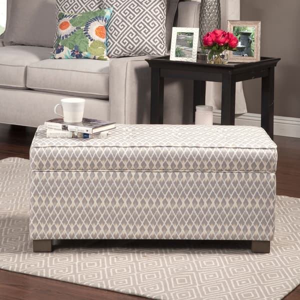 slide 8 of 8, HomePop Grey Diamond Large Decorative Storage Ottoman