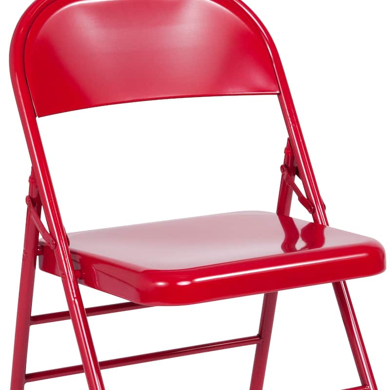 4 Pack Triple Braced & Double Hinged Metal Folding Chair