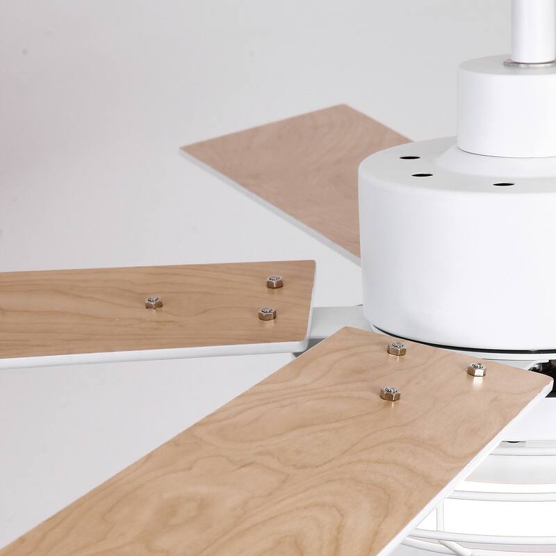 52 in. Matte White Integrated LED Dimmable Ceiling Fan with Light and Remote - 52" D x 52" W x 15.2" H