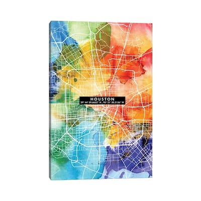 iCanvas "Houston City Map Colorful" by WallDecorAddict Canvas Print