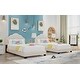 preview thumbnail 10 of 13, Twin Platform Bed Frame for Kids, Velvet Shell Headboard, No Box Spring Needed, Pink
