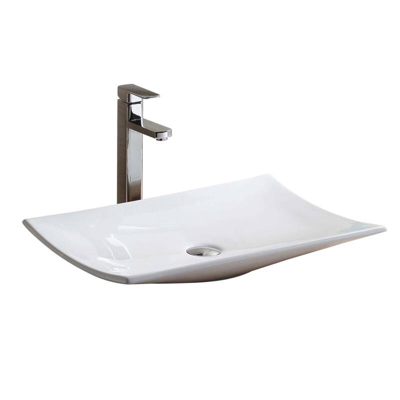 Fine Fixtures Vitreous China White Rectangular Modern Vessel Bathroom Sink