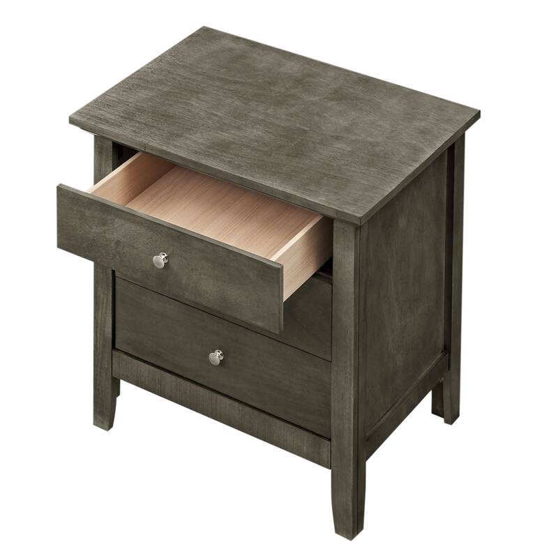 3-Drawer Wood Nightstand - 26" - Gray