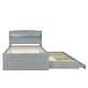 preview thumbnail 46 of 48, Platform Bed with Twin Size Trundle & 2 Drawers, Wooden Storage Bedframe with LED Headboard/Charging Station for Kids Boys Girls