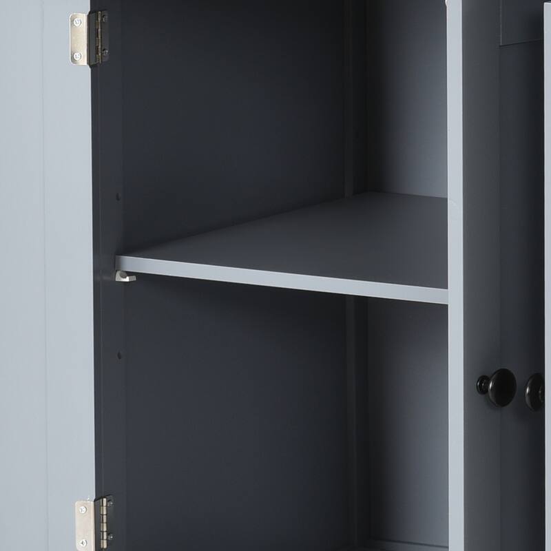 4 Door Kitchen Island Cabinet Cart with Locking Wheels