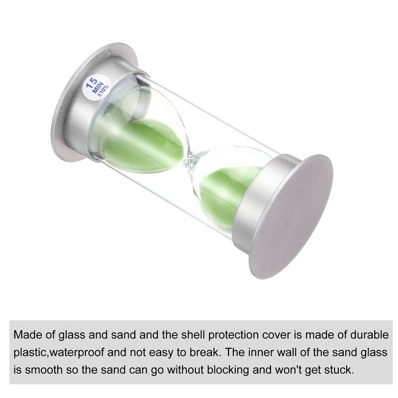 15 Minute Sand Timer, Sandy Clock Count Down Sand Glass, Green Sands