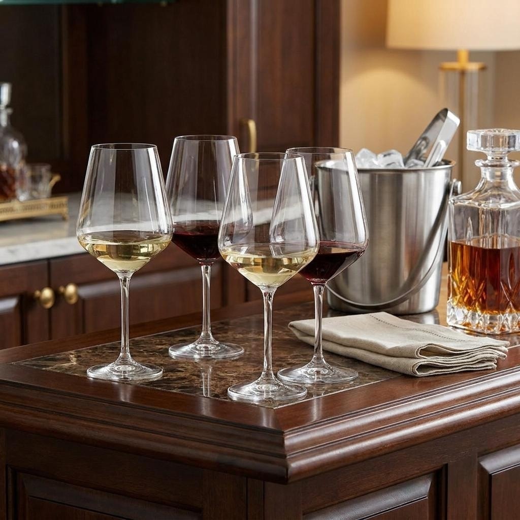 HomeRoots Set of Four Clear Tritan Plastic Stemmed All Purpose Wine Glasses