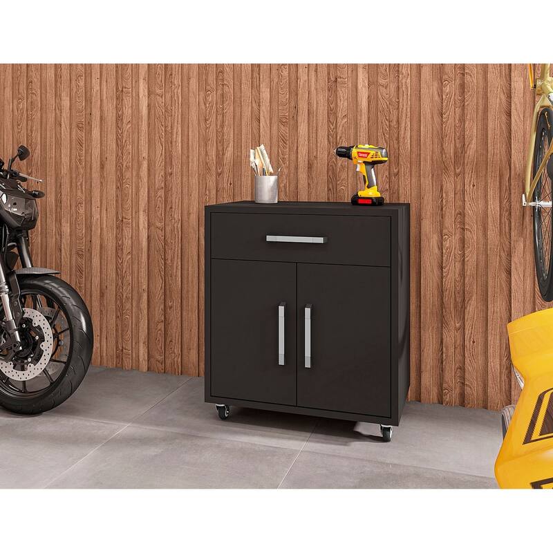 Manhattan Comfort Eiffel 28.35" Mobile Garage Storage Cabinet with 1 Drawer