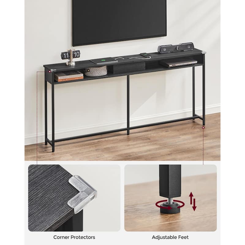 Charging Console Table with Outlets and USB Narrow Entryway Table for Hallway or Living Room