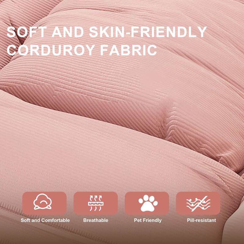 Rossetta Modern Foldable Adjustable Design Corduroy Lazy Bean Bag Chair with 2 Soft Pillows, Pets Friendly