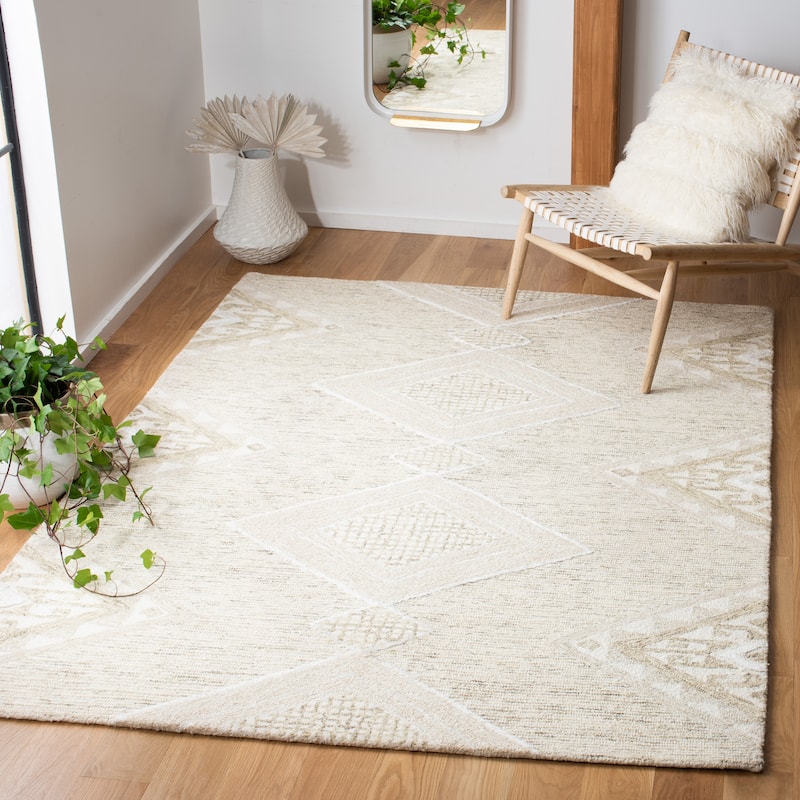 SAFAVIEH Handmade Casablanca Shag April Wool Rug - 8' x 10' - Gold/Sage