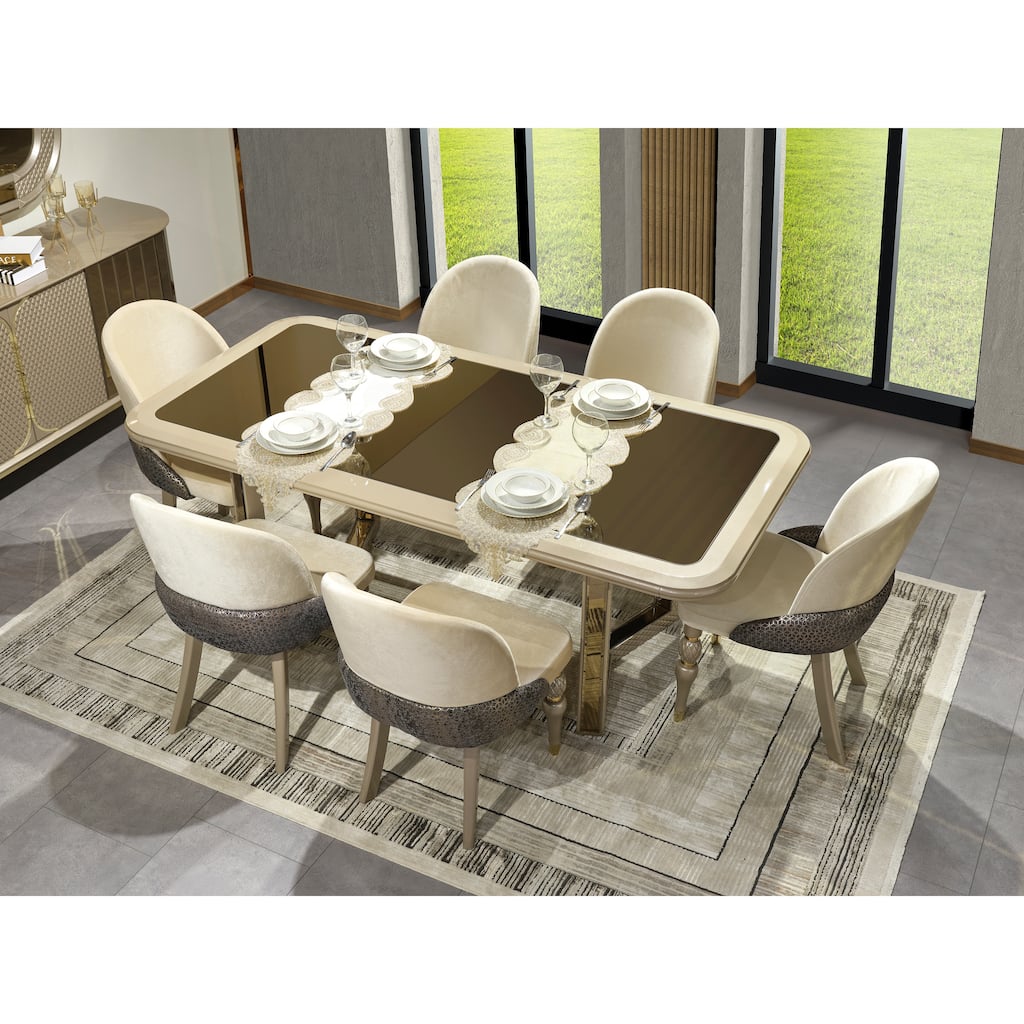 Madrid Modern Dining Room Table And 6 Dining Room Chairs Set