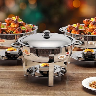 Moasis 1/2/4 Sets 5 Qt Stainless Steel Round Chafing Dish Buffet Warmers Set