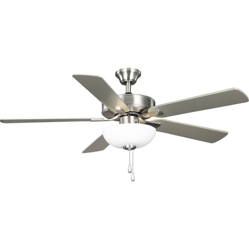 AirPro 52 in. Brushed Nickel 5-Blade AC Motor Transitional Ceiling Fan with Light - 52 in x 52 in x 16.7 in