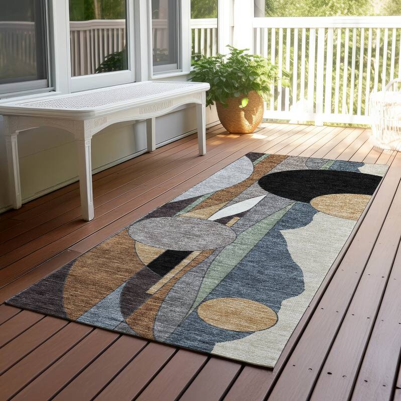 Machine Washable Indoor/ Outdoor Contemporary Retro Chantille Rug - Gray - 2'3" x 7'6"