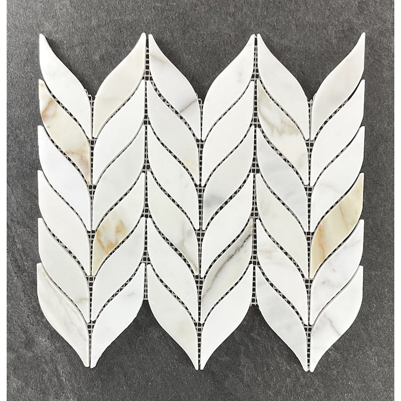 Calacatta Gold Leaf Pattern Marble Mosaic Wall & Floor Tile - 1 Case (10 Sheets)