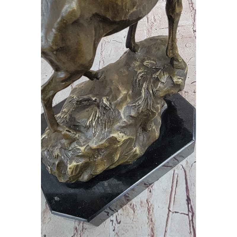 Chalet Lodge Art Elk Stag Buck Deer Hunter Bronze Marble Base Sculpture Statue