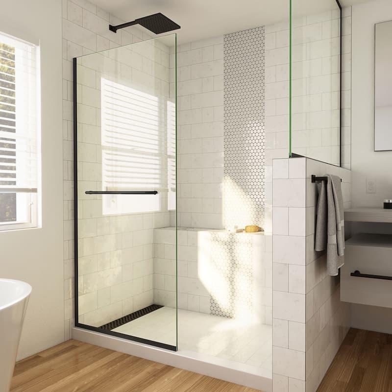 DreamLine Linea 30 in. W x 72 in. H Frameless Shower Screen in Satin Black