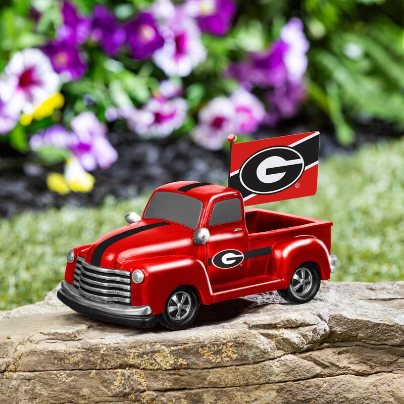 NCAA Rally Truck Garden Statue with Team Flag - University of Georgia