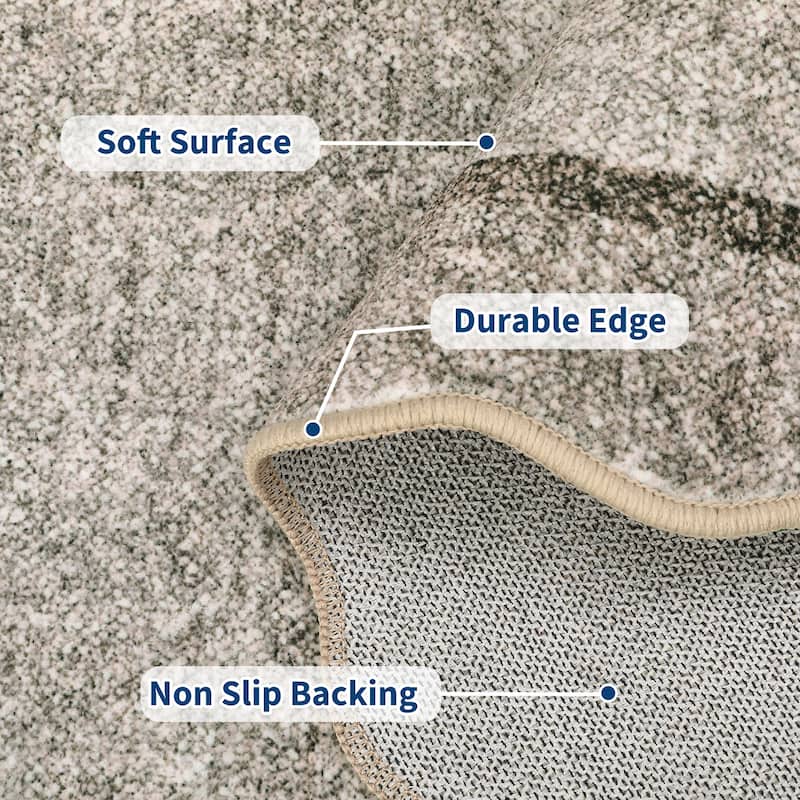 Garvee Scallop Solid Washable Area Rug