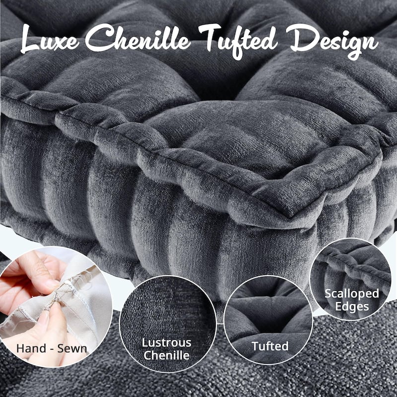 Intelligent Designs Charvi Poly Chenille Square Floor Pillow Cushion