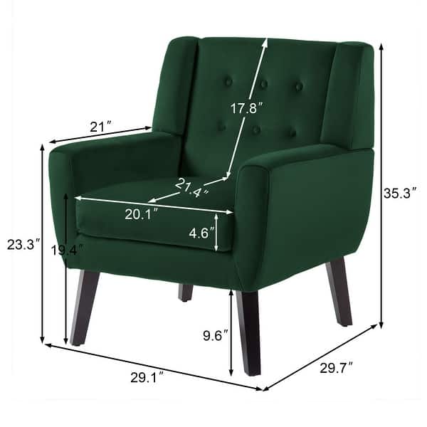 dimension image slide 6 of 8, Velvet Upholstered Armchair Tufted Accent Chair