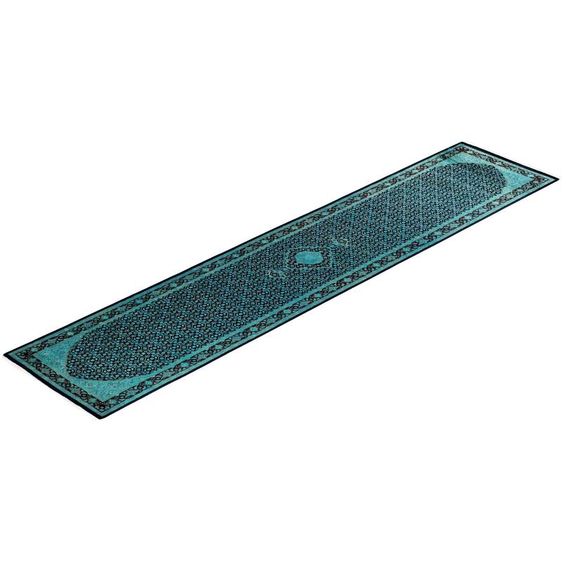 Fine Vibrance, One-of-a-Kind Hand-Knotted Runner Rug - Black, 2' 7" x 12' 2" - 2' 7" x 12' 2"
