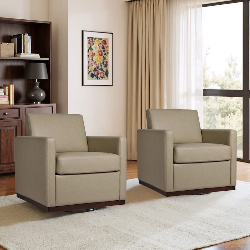 Set of 2 Modern Cozy Swivel Accent Chairs Upholstered Arm Chairs