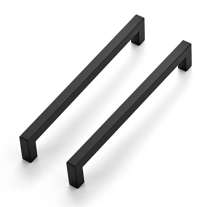18 Pack 8 Inch Kitchen Square Cabinet Handles - 8.5"L x 0.5"W - Matte Black