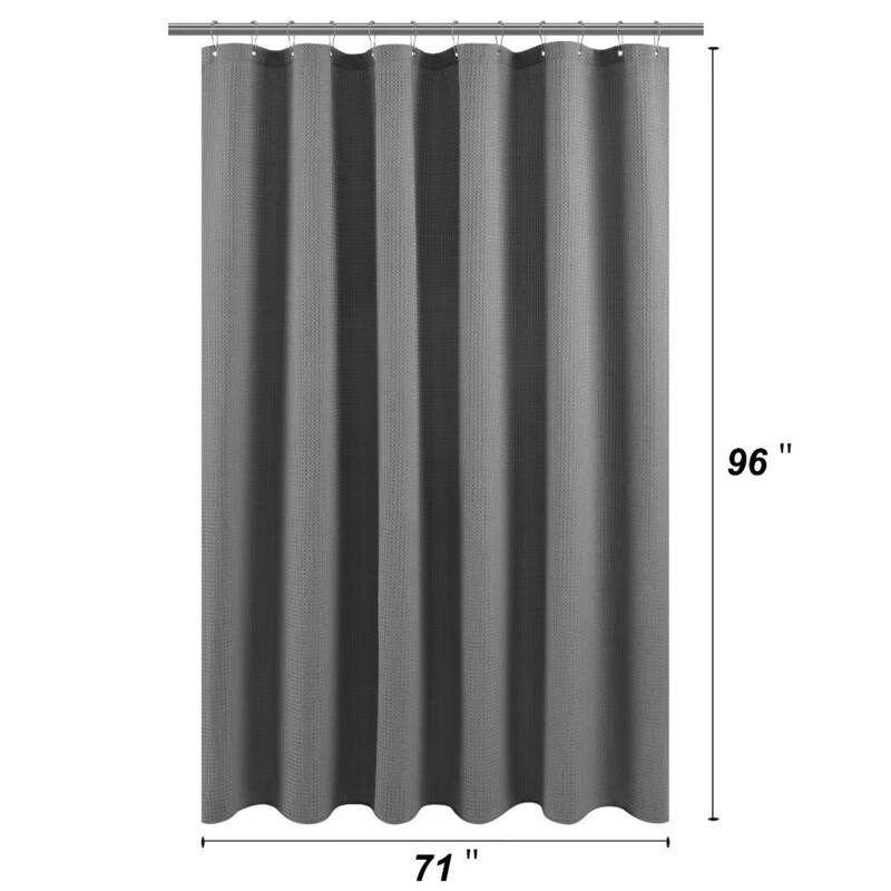 Dobby Waffle Shower Curtain with 12 Metal Hooks