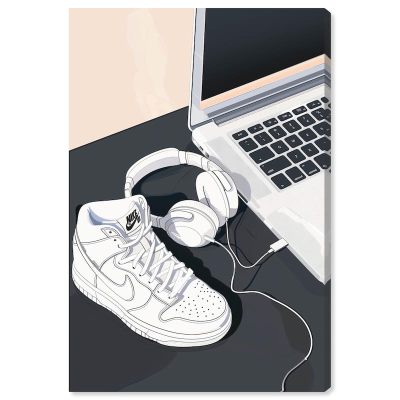 Laptop Sneaker Study Canvas by Art Remedy, Gallery Wrapped - 36" x 54"