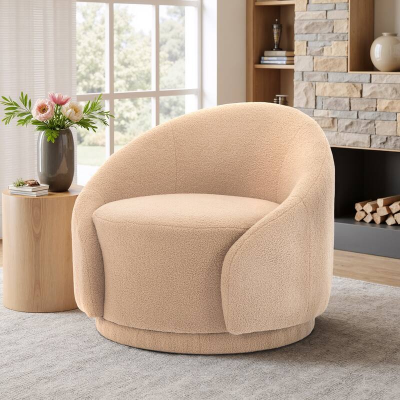 Modern Upholstered Swivel Barrel Chair Accent Lounge Chair