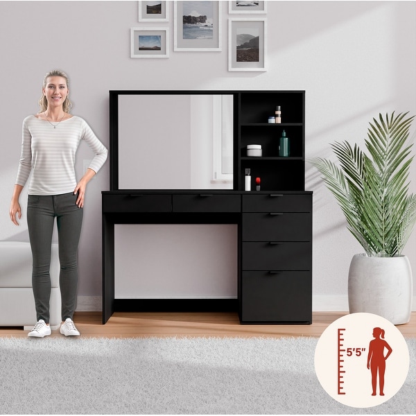 【vani】キャビネット Kappesberg Jade Vanity with Mirror undefined 6 Drawers and Open