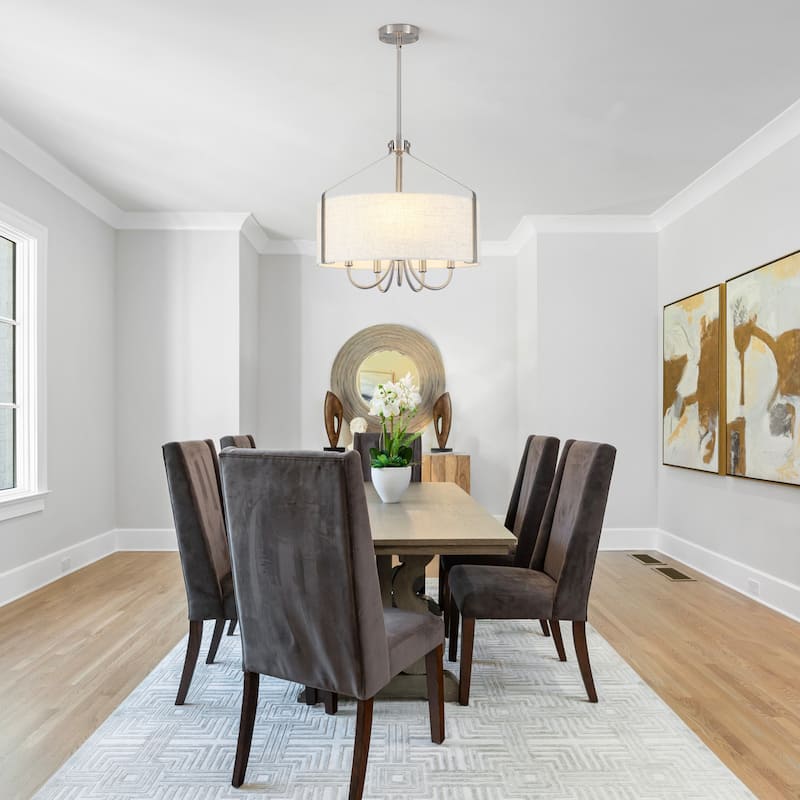 18.35inch 5-Light Modern Adjustable Height Chandelier Metal Frame with Shade for Multiple Spaces