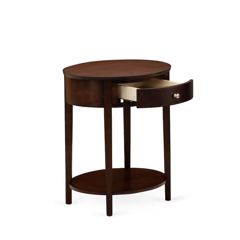 East West Furniture Mid Century Modern Nightstand with 1 Wood Drawer, Stable and Sturdy Constructed -(Finish Option)