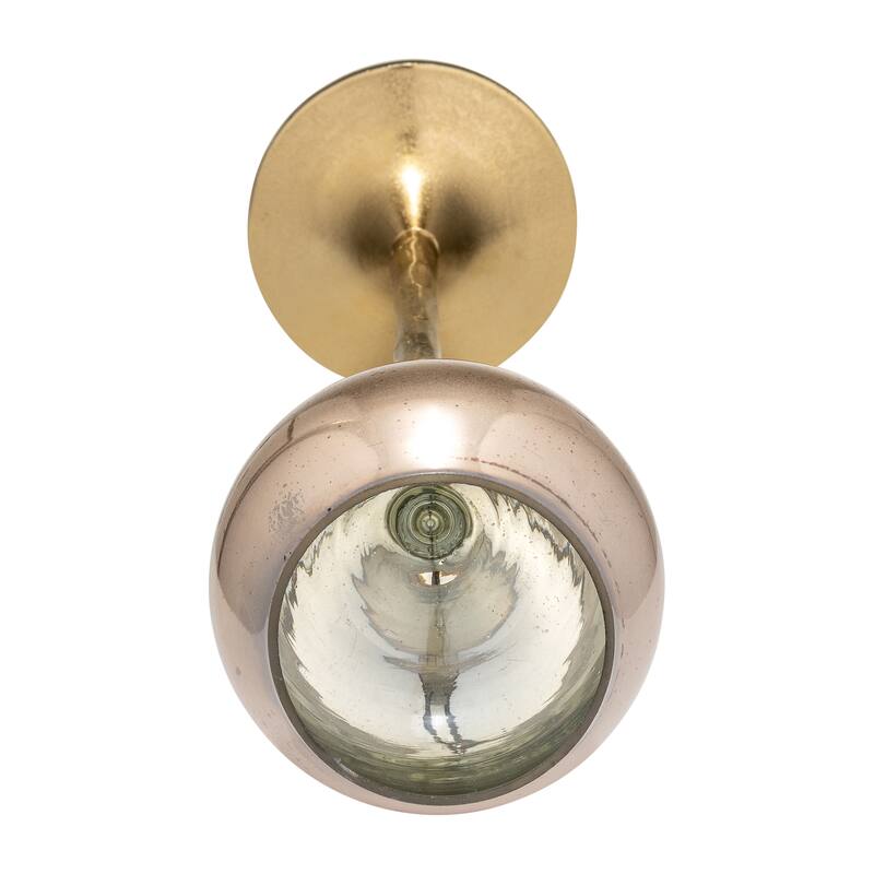 Glass Metal Stem Curved Globe Candle Holder