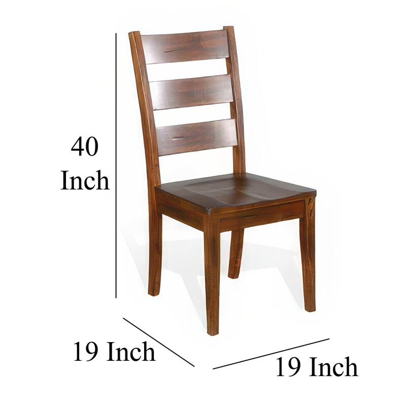 Reggie Dining Chair Set of 2, Ladderback, Dark Brown Mahogany Wood