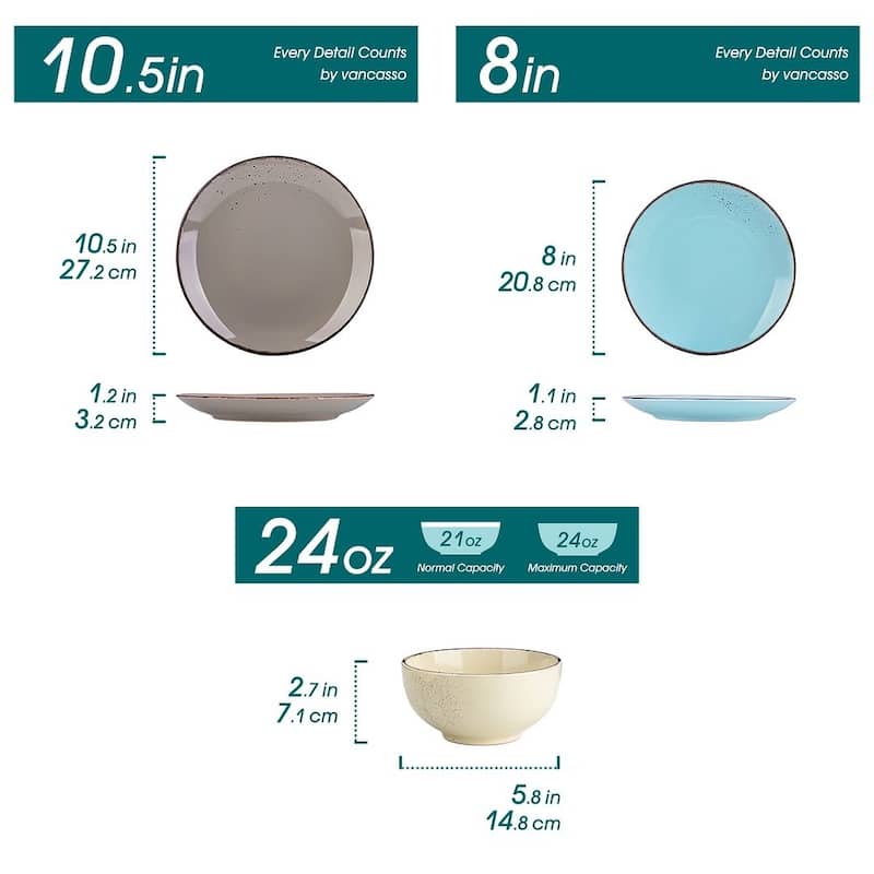 vancasso NAVIA Sesame Glaze 12-Piece Stoneware Dinnerware Set