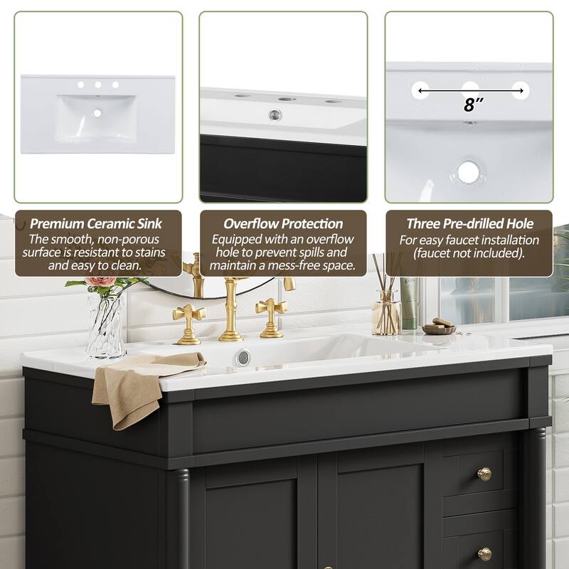 36" Bathroom Vanity with Ceramic Sink