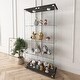 preview thumbnail 2 of 7, Modern Glass Display Cabinet with LED lights, Quick-assembly Antique Cabinet, Tempered Glass Bookshelf