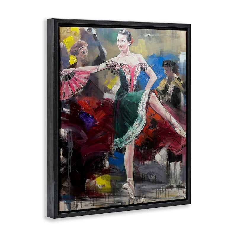 Stupell Classic Ballerina on Stage Framed Floater Canvas Wall Art Design By Lucille Lee