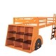 preview thumbnail 7 of 7, Safety Guaranteed Pine Wood+MDF Twin Size Forklift Car-Shaped Loft Bed with Storage Shelves.