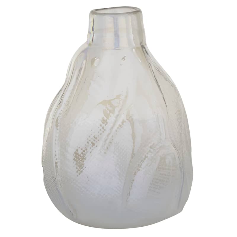 White Glass Contemporary Vase 14 x 9 x 9