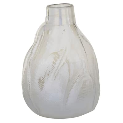 White Glass Contemporary Vase 14 x 9 x 9