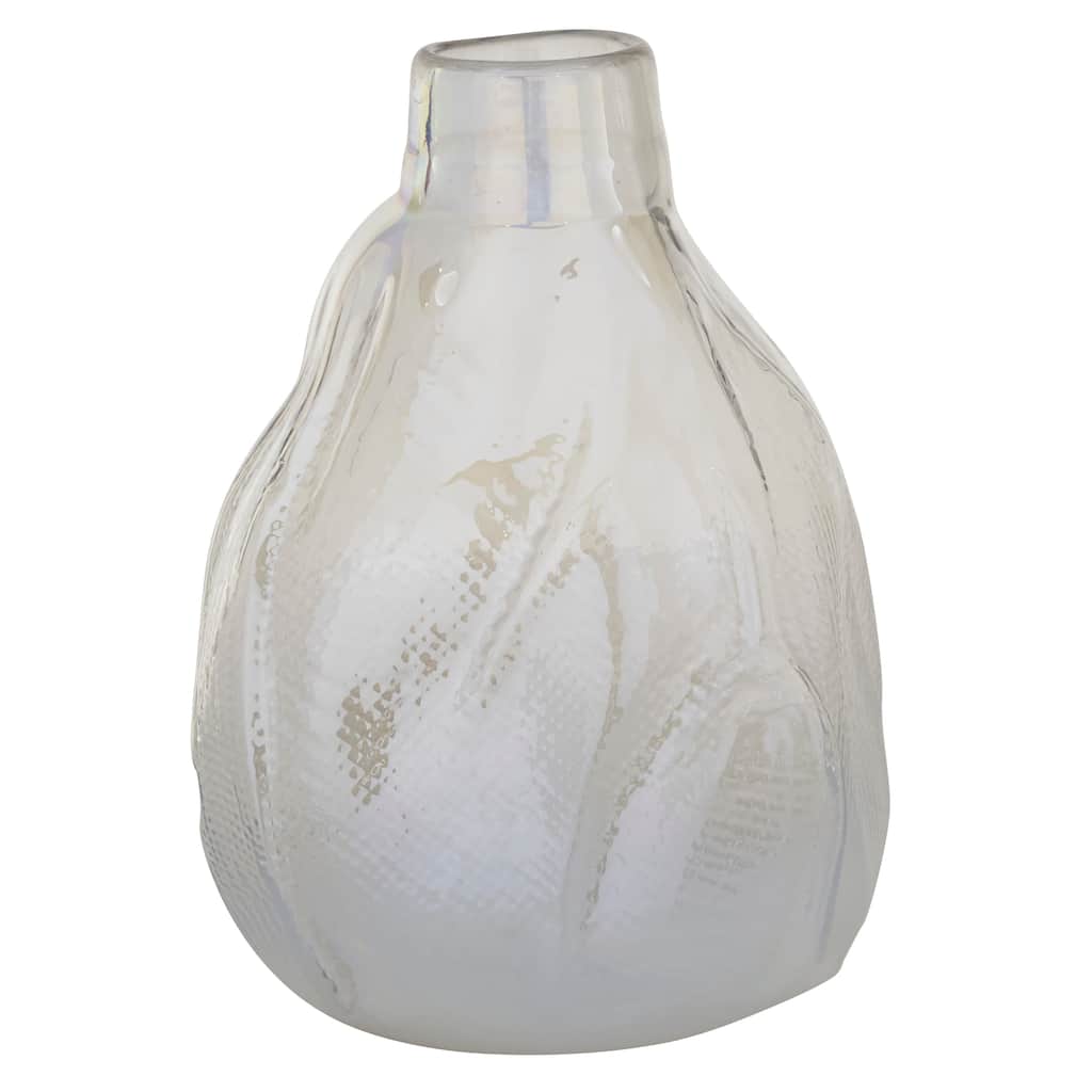 White Glass Contemporary Vase 14 x 9 x 9