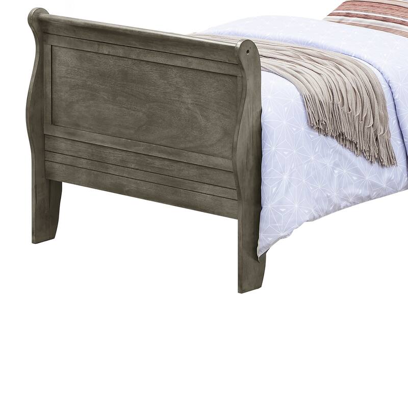 Wooden Sleigh Twin Platform Bed - 87" - Gray